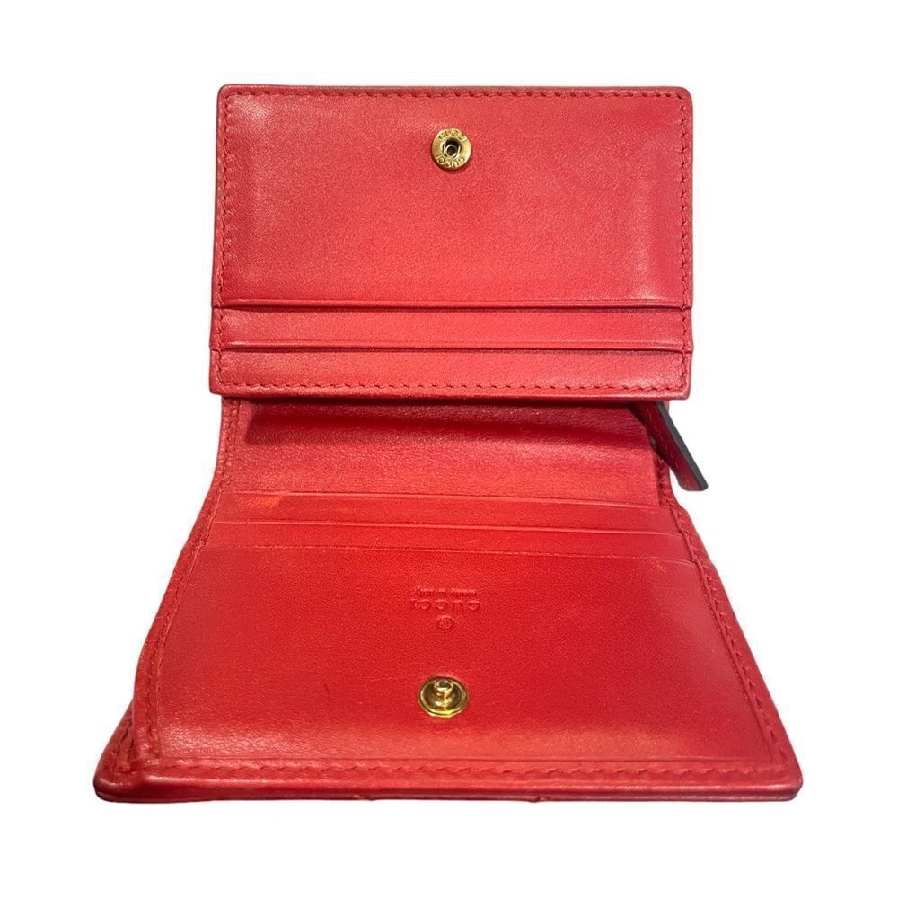 GUCCI GG MARMONT RED MATELASSÉ LEATHER CARD CASE WALLET - Picture 12 of 12
